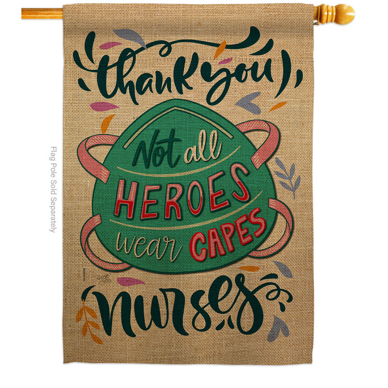 Drapeau de maison 28 po x 40 po Thank You Nurses