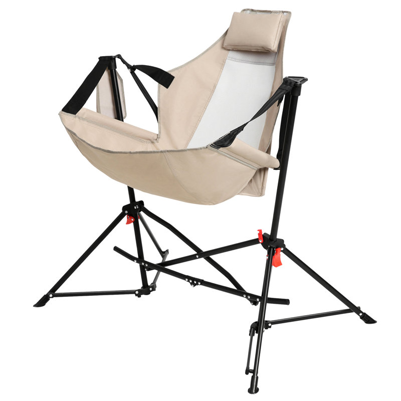 Chaise berçante pliante portative, chaise de camping pour le confort extérieur, kaki (2 pièces de camping, utilisation de la pelouse,