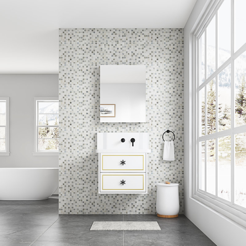 Armoire de salle de bain l 24 po x H 30 po avec miroir biseauté - compartiment à pharmacie blanc 24 po x 30 po