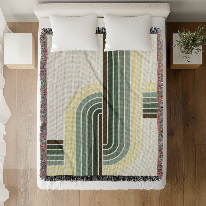 Jeté en mélange de coton Merna, L 60 po x l 50 po, Vert