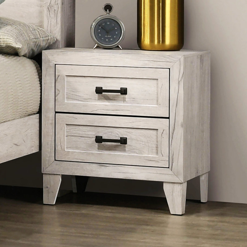 Table de chevet de chambre à coucher de style contemporain avec deux tiroirs