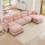 Canapé modulaire en chenille 4 places avec 2 coussins et repose-pieds-2124567097