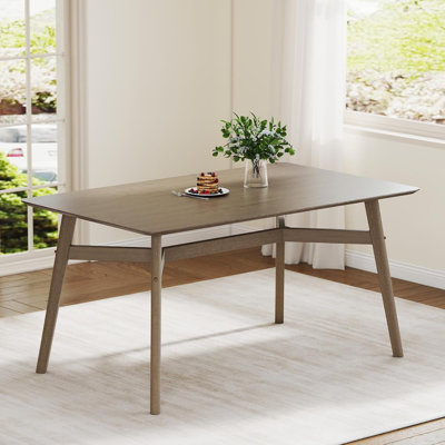 Modern Wooden Dining Table For 4-6 People, 59" Large Rectangular Dinner Table