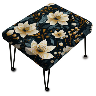 Magnolias blanc et noir à motif floral III - Repose-pieds rectangulaire floral