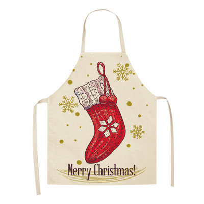 Tablier de Noël de Noël bonhomme de neige pour femme, tablier de cuisine à bavette réglable pour décor de fête, couleur D