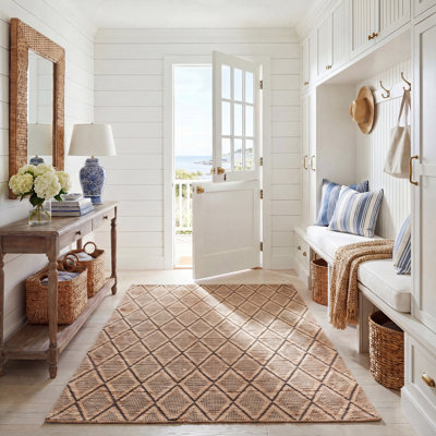 Tapis géométrique en laine et en jute tissé à la main Natural Fibre