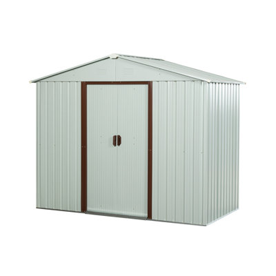 6Ft X 5Ft Outdoor Metal Storage Shed With Metal Foundation ,White
