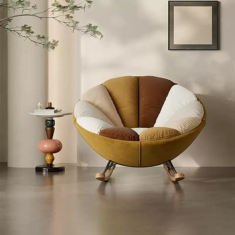 Chaise berçante moderne et ergonomique, Café clair / blanc cassé 