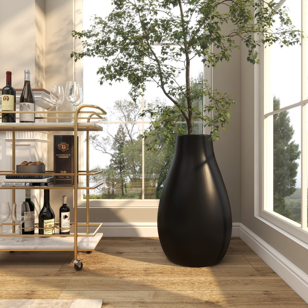 Amella Ceramic Table Vase, Black, 27.5" H x 15.5" L x 15.5"W 