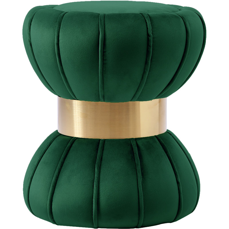 Cerjio Velvet Ottoman, Green Velvet