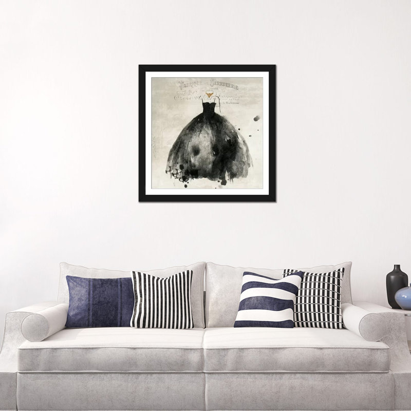 « black dresse i », reproduction sur toile, H 16 po x l 16 po x P 1 po, Papier d'art encadré noir, Blanc