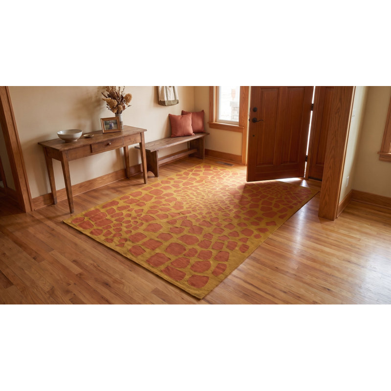 6x8 Coral Flat Weave Wool Focal Point Cascade Geometric Modern Contemporary Carpet Rug