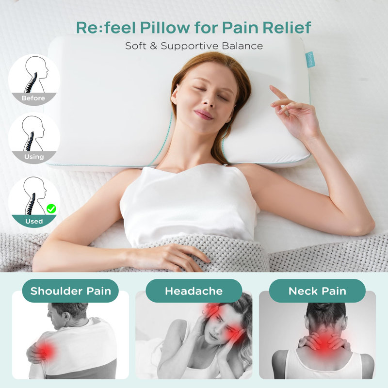 Soft Cooling White Memory Foam Ergonomic Pillow
