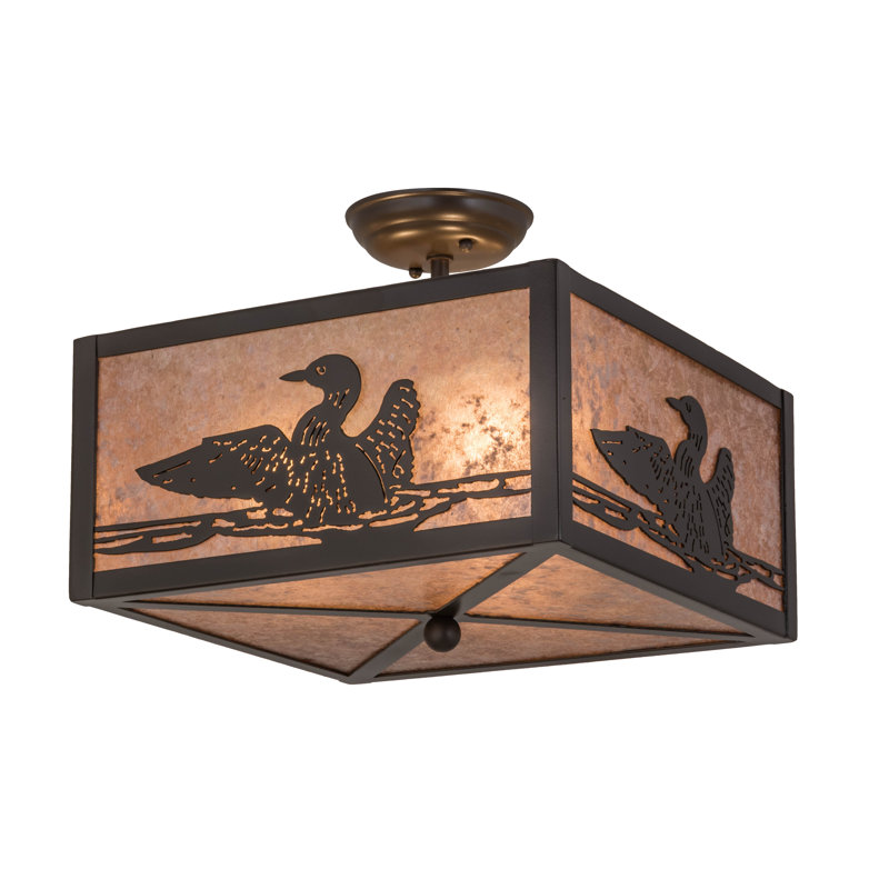 Plafonnier semi-encastré carré lanterne 3 lumières Wyble, H 12 po x l 20 po x P 20 po