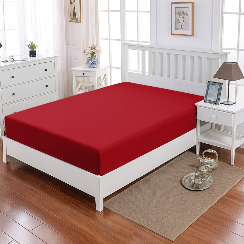 Super Soft Extra Deep Microfiber Brushed Fitted Sheet, Red, Single (3')