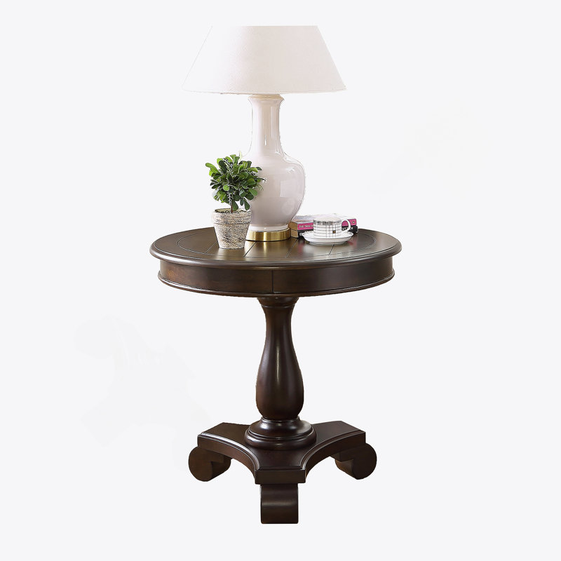 Table d'appoint ronde à piédestal en bois, Espresso