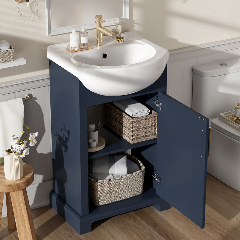 Meuble-lavabo de 20 po avec plateau en céramique, Bleu