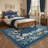 Zebra Teal Washable Rugs 9X12 For Living Room Vintage Jungle Woodland Forest Safari Animal Print Rug Low Pile Botanical Kids Rugs For Playroom Kitchen Nursery Room-1222094108-1222094109