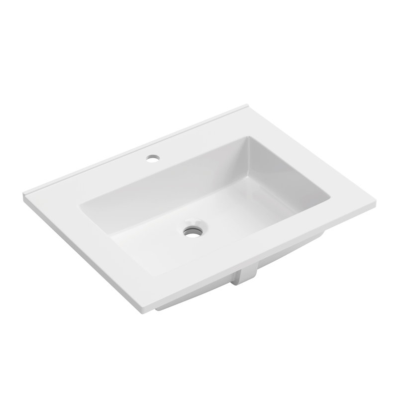 25" Solid Surface Composite Bathroom Vanity Top with Overflow and Single-Hole