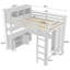 Lit mezzanine en bois avec armoire et bibliothèque, grand lit mezzanine avec garde-robe et bureau pour enfants, blanc