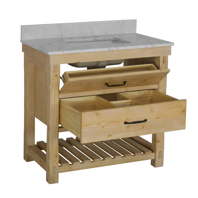 Gola 36'' Single Bathroom Vanity with Carrara Marble Top