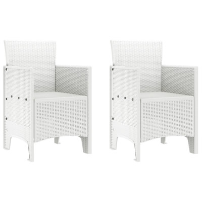 vidaXL Garden Chair 2 pcs White 20.87 x 19.29 x 33.46 in Polypropylene