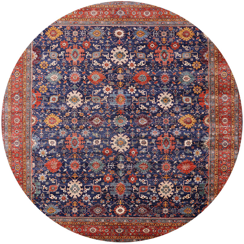 Tapis 100% Mid-Century moderne lavable à la machine 2368, Rond 5 pi