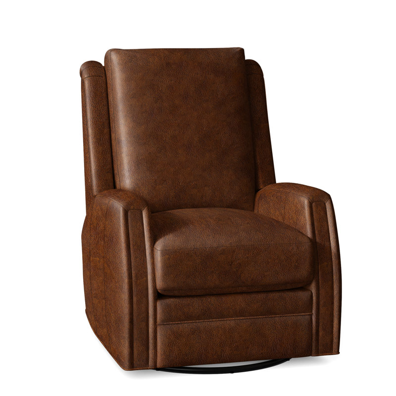 Lockhart Recliner, Swivel Glider with Manual Recline & Inside Release, Alpine Dark Grey Genuine Leather, No Nailhead