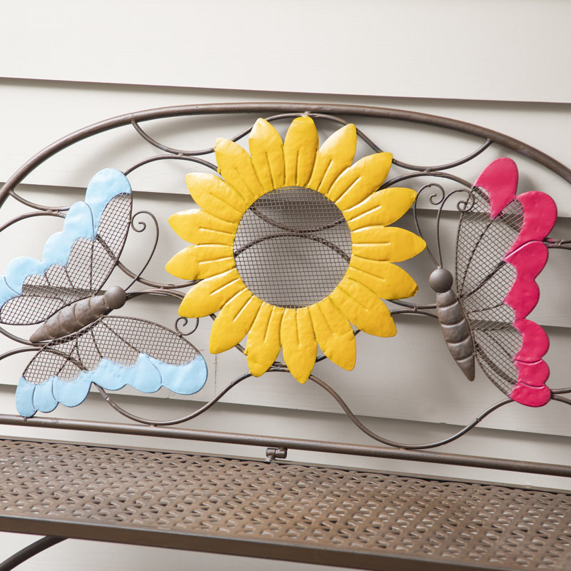 Banc de jardin en tournesol et papillons