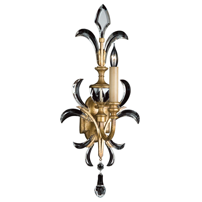 Beveled Arcs Candle Wall Light, Muted Gold Leaf