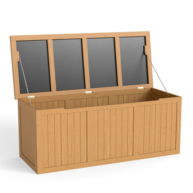 Boîte de rangement en bois massif 112 gallons, Marron clair
