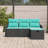 vidaXL Sofa Set with Cushion 4 pcs Black and Turquoise Poly rattan-1763920649
