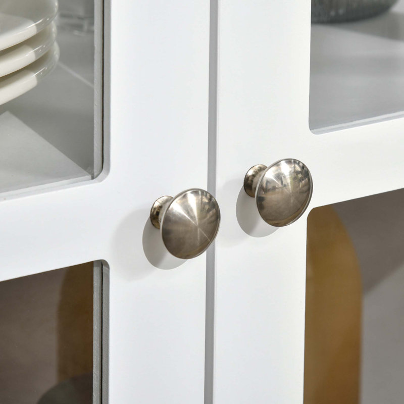 Buffet HOMcom, buffet avec 4 portes en verre trempé et tablette de rangement réglable, crédence, blanc