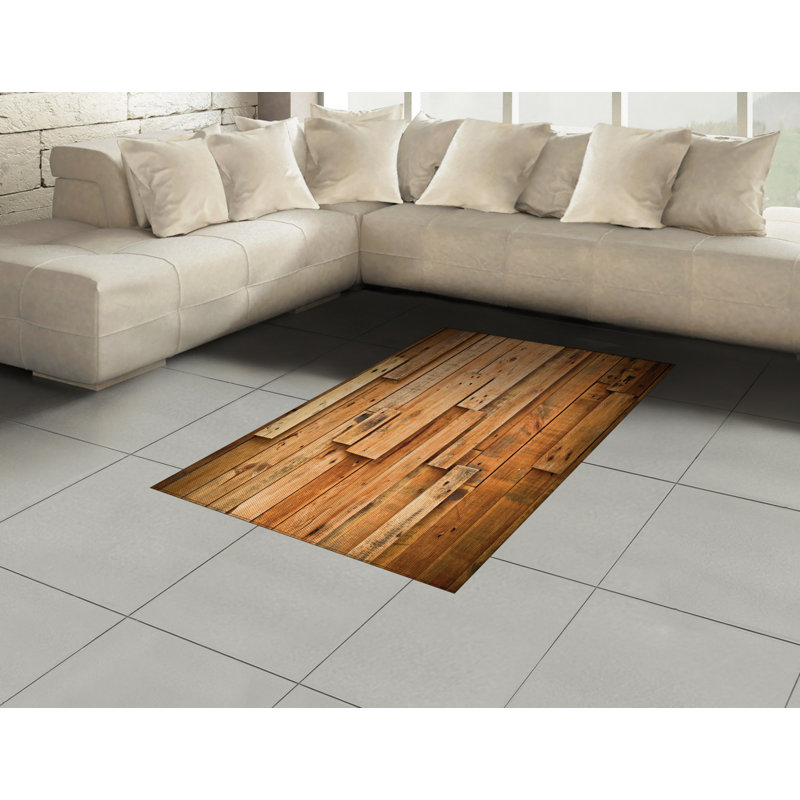 Wooden Print High Density Long Fiber Poly Threads Decorative Area Rug Carpet, Rectangle 4' x 5'8"