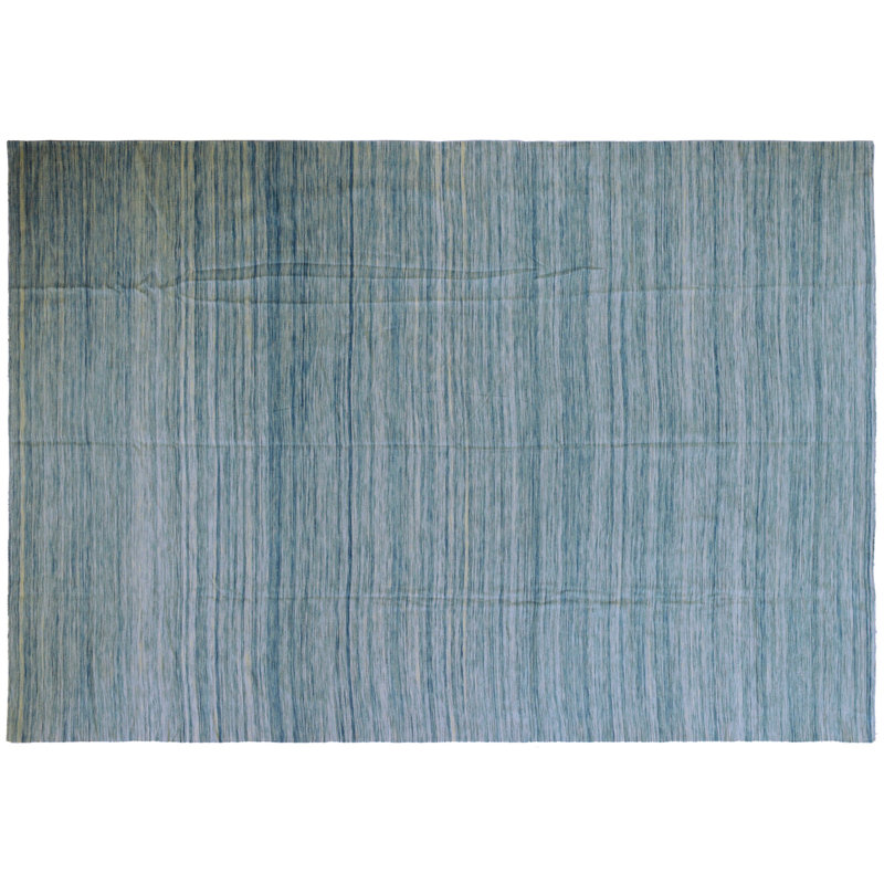 Tapis intérieur de la laine 9 pi 7 po x 14 po one-of-kind noué la blue