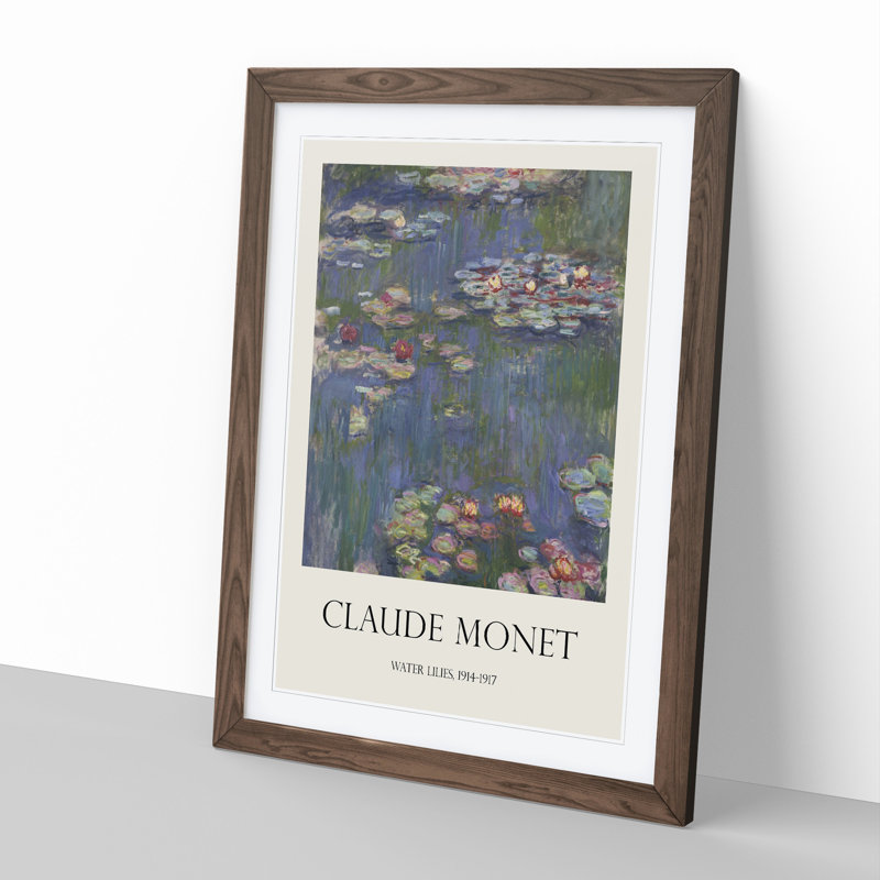 Water Lilies Lily Pond Vol.27 by Claude Monet - Picture Frame Art Prints, 48cm H x 36cm W x 2cm D, Walnut Framed