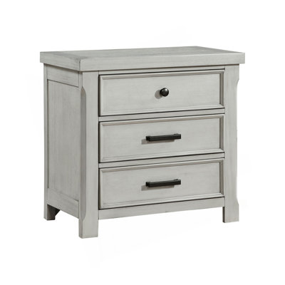 1Pc Nightstand With 3X Drawers Storage Wooden Bedroom Furniture Farmhouse Style Bedside Cabinet