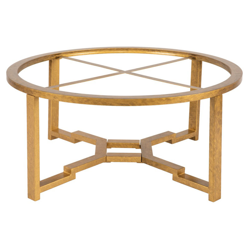Kim Frame Coffee Table, Lite Travertine, Gold Leaf