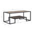 Table basse rectangulaire rustique en chêne et en noir avec une structure en métal à 1 niveau, une épaisseur de 15 mm, un bord en placage de papier pu, pour une décoration ouverte