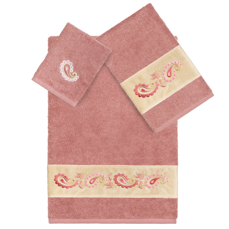  3 Piece 100% Turkish Cotton Towel Set, Tea Rose