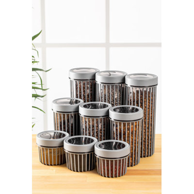 Elyssa Versatile Storage Box Set (9 Pieces), Gray, Sizes: 4.1 x 4.1 x 3.5 in (3 pcs, 16.9 fl oz), 4.1 x 4.1 x 7.1 in (3 pcs, 37.2 fl oz), 4.1 x 4.1 x 10.6 in (3 pcs, 57.5 fl oz) | 100% BPA-Free Plastic, Dishwasher Safe, Ideal for Organizing Home & Office