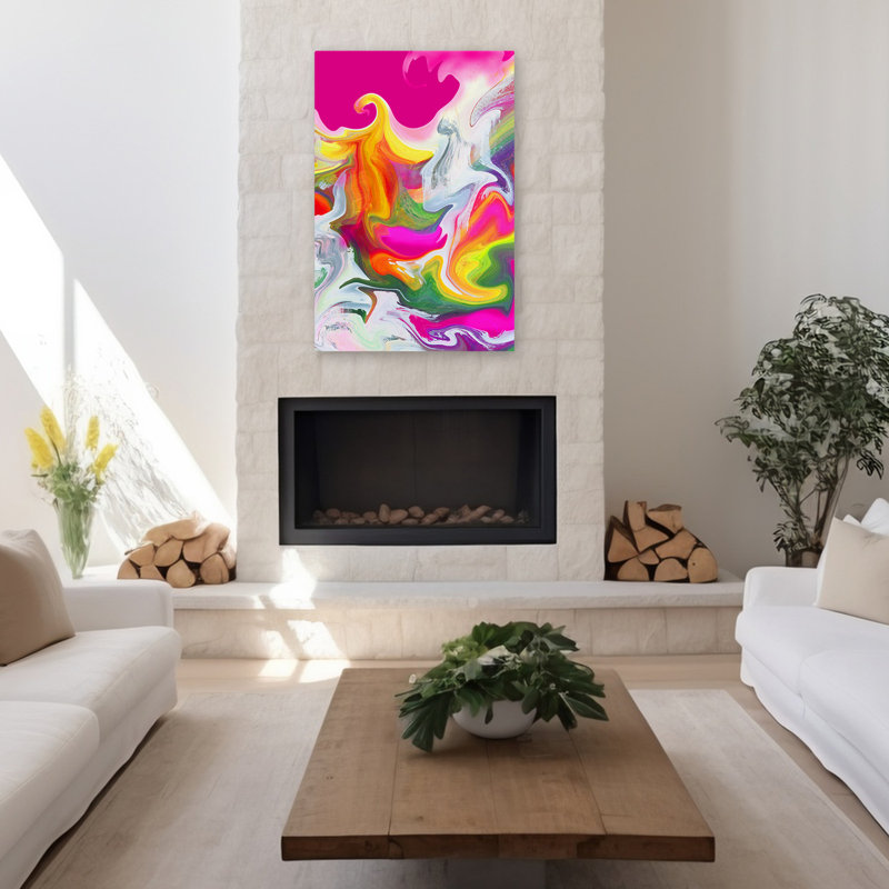Tourbillons et couleurs liquéfié II, art, H 48 po x l 32 po