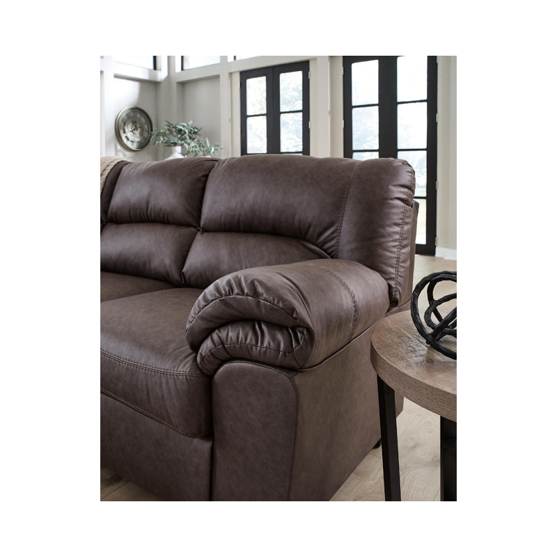 Skandar 3-Piece Sectional, 38" H x 92" W x 117" D, Coffee Faux Leather