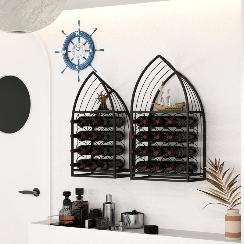 Support à vin autoportant en forme de 2 pièces pour spiritueux dans le salon, léger, facile à assembler et présentant la fabrication des vins, peu encombrant