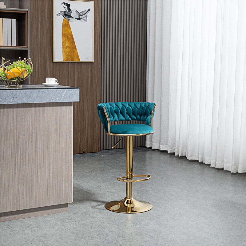 Tabouret pivotant à hauteur réglable Niambi, Sarcelle