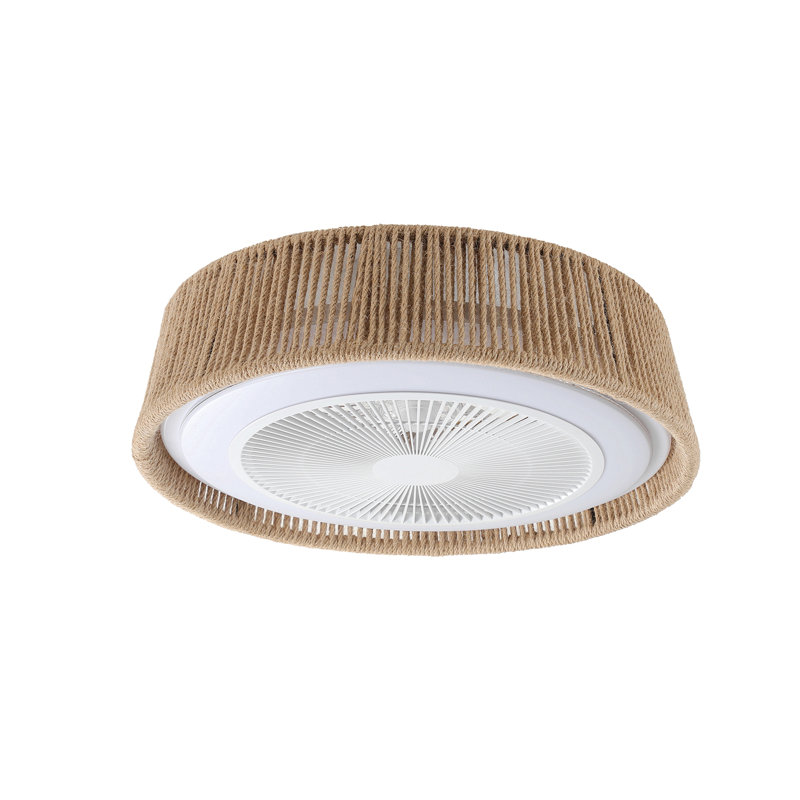 21" Bohemian Braided Ceiling Fan Light, Silent Remote Control With Timing Function, Adjustable Color Temperature, Suitable For Bedroom And Living Room (Silent/6-Speed/Reversible/Dc Motor)