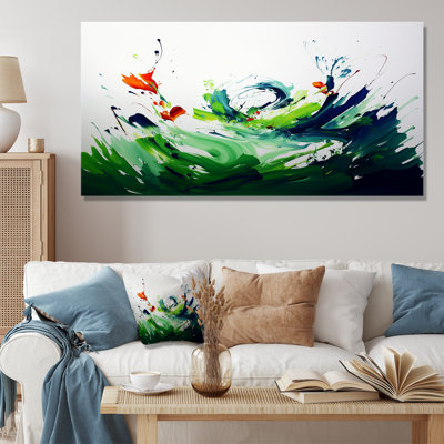 Green And White Abstract Ink Expression I - Abstract Wall Art