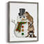 «Christmas English Bulldogs Building Snowman», reproduction encadrée - bois massif-341958010