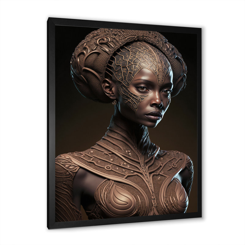 Croll Tribal African Woman IV sur impression sur toile, Cadre photo noir, H 32 po x l 16 po x P 1 po