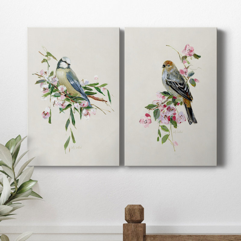 «Spring Song Blue Bird», ensemble de 2 impressions sur toile tendue, H 48 po x l 64 po x P 1 po